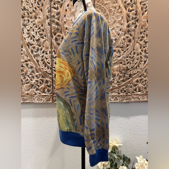 Cat Van Gogh Impressionist Long Sleeve Sweatshirt Style Shirt (Unisex)- size 2XL - Picture 4 of 6